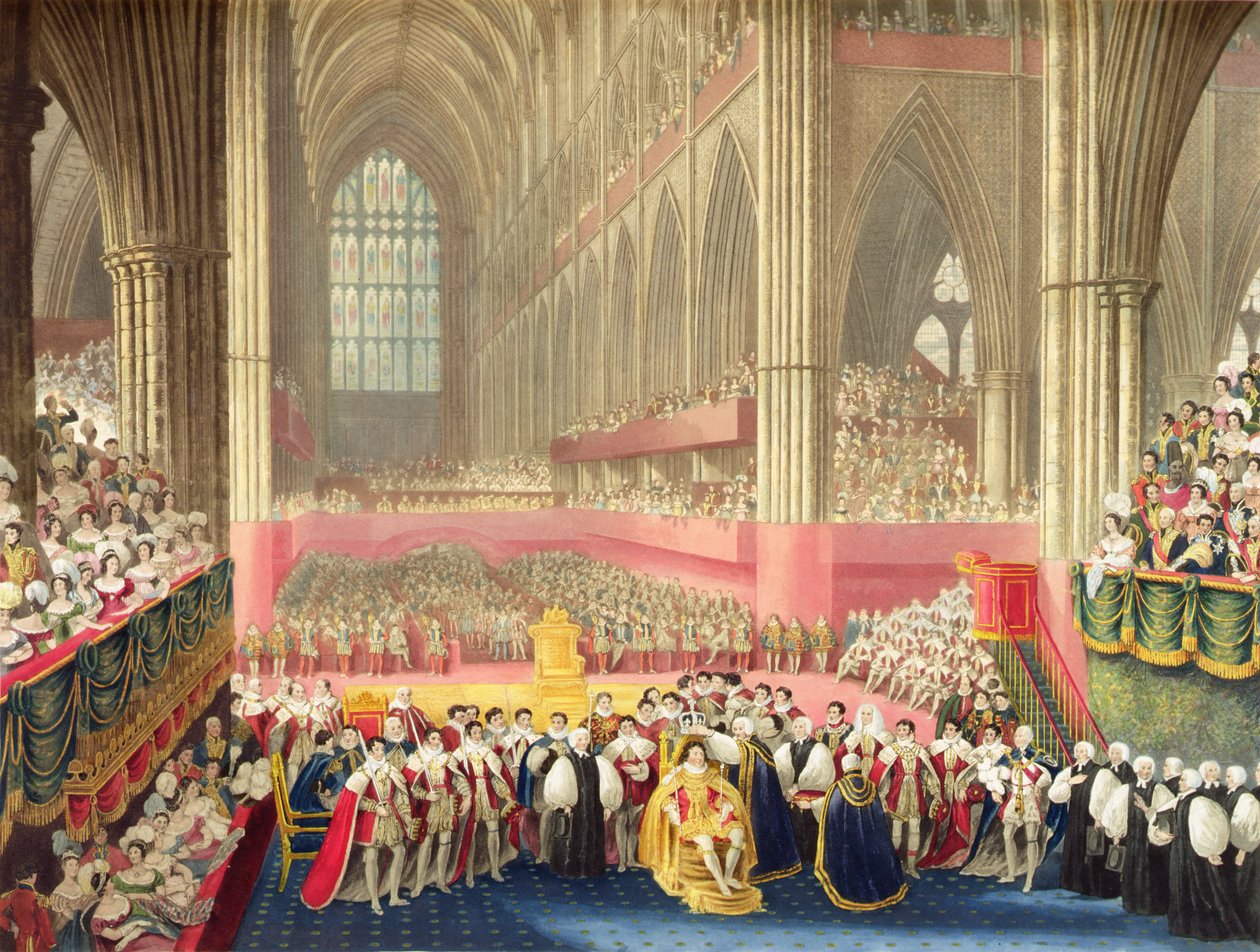 Die Krönung von George IV. am 19. Juli 1821 in der Westminster Abbey von A.W. and Stephanoff J. (after) Pugin