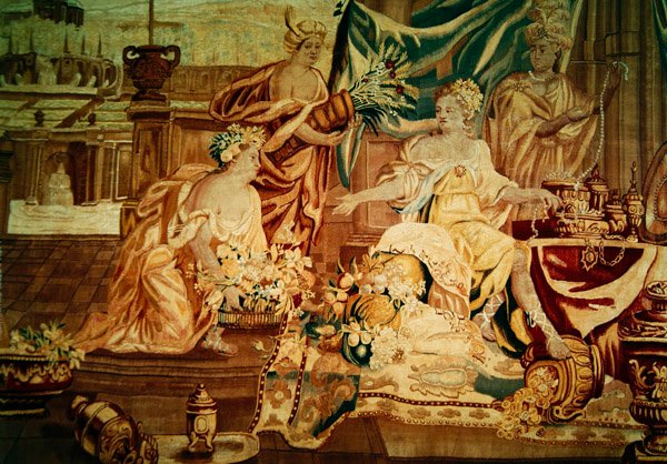 Asien, aus einem Wandteppich der vier Ecken der Welt, Detail der Figuren, erste Hälfte des 18. Jahrhunderts (Detail) von A. Baertams