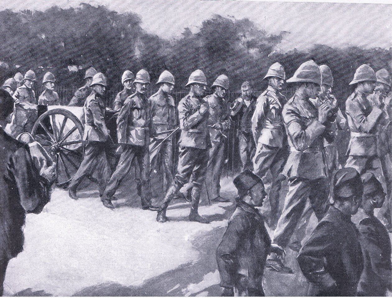 Begräbnis mit militärischen Ehren eines Buren-Gefangenen in Simonstown, aus After Pretoria: Der Guerillakrieg veröffentlicht von Harmsworth Bros Limited, 1901 von A. C. Ball