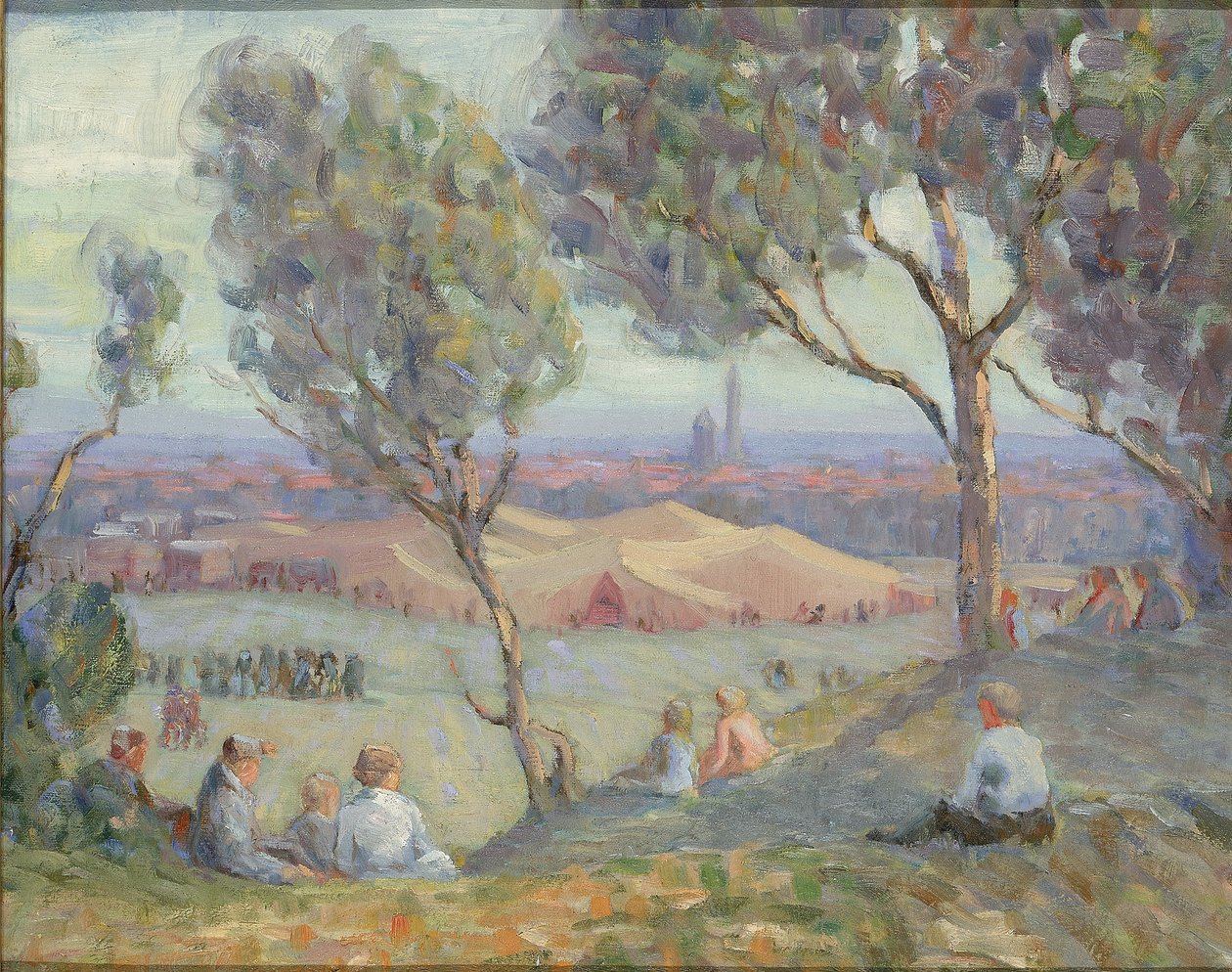 Blick von Arlington Heights, mit Chautaqua-Zelten und dem Washington Monument im Hintergrund von A. H. O. Rolle