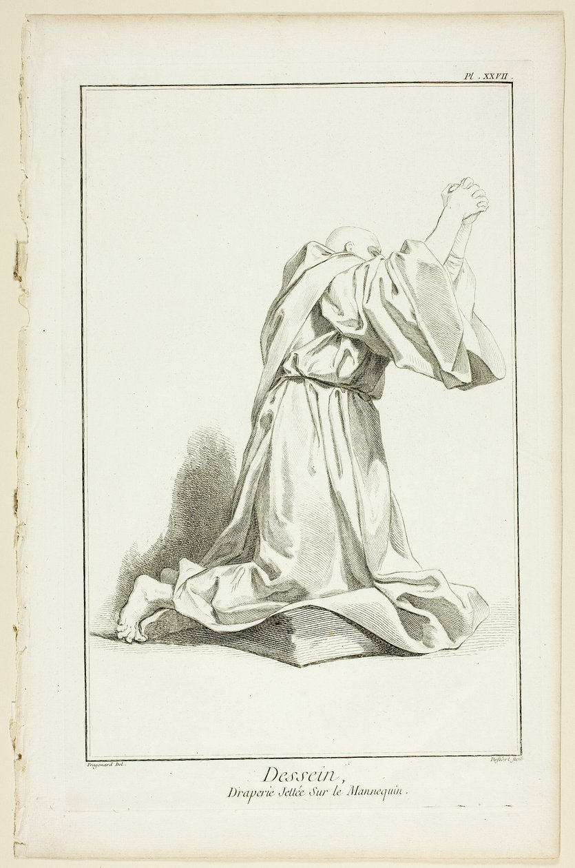 Entwurf: Draperie auf einem Modell arrangiert, aus Encyclopédie von A. J. Defehrt