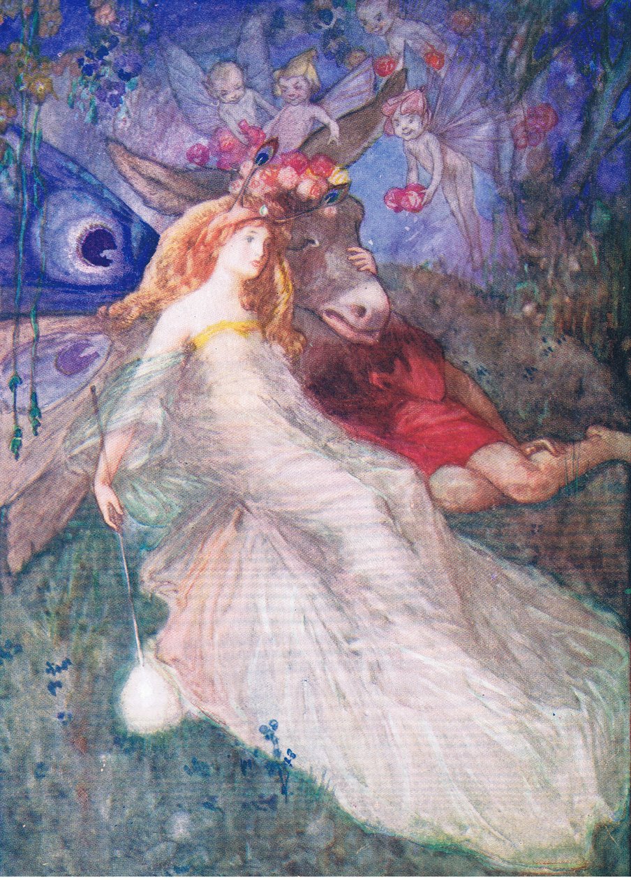 Bottom und die Feenkönigin (Ein Sommernachtstraum), aus Tales from Shakespeare, veröffentlicht von Ward Lock & Co Ltd, 1930-40er Jahre von A. Jackson