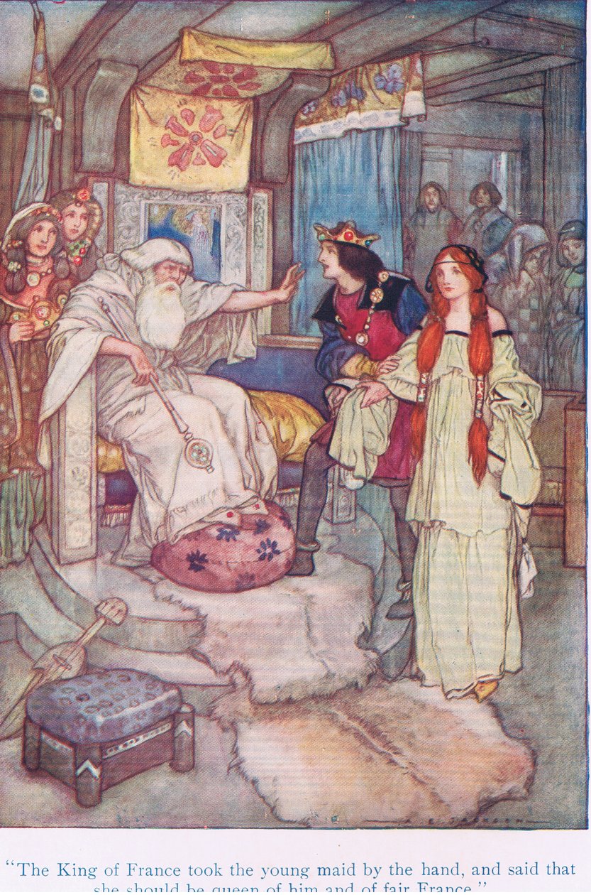 Der König von Frankreich nahm die junge Magd bei der Hand und sagte, dass sie seine Königin und die von Frankreich sein sollte (König Lear), aus Geschichten aus Shakespeare, veröffentlicht von Ward Lock & Co Ltd von A. Jackson