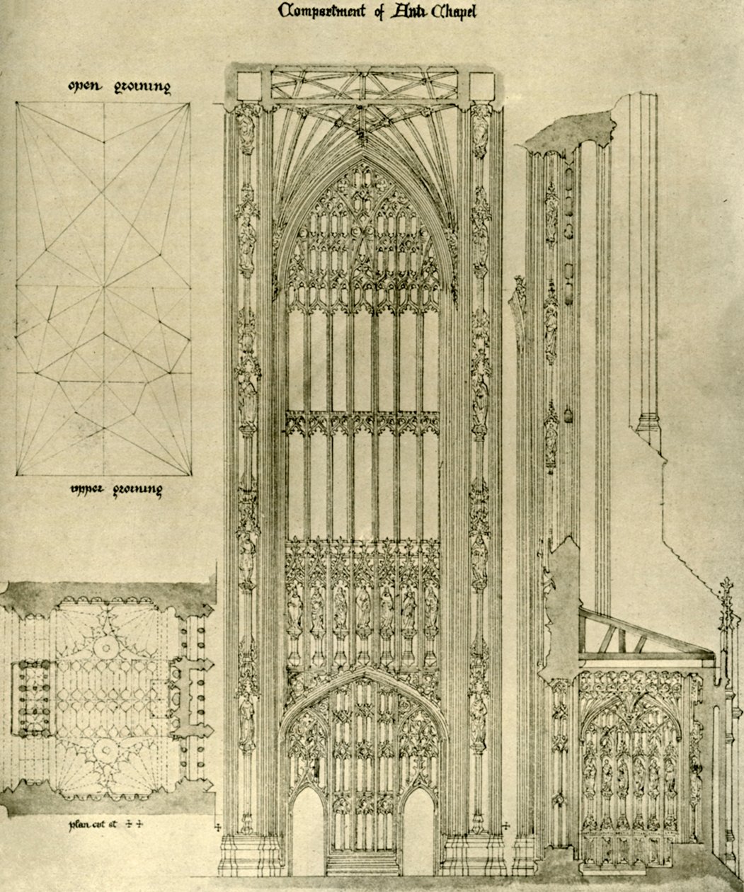 Architektonische Zeichnung: Abteil der Anti-Kapelle, 1833-1834, 1906 von A. W. N. Pugin