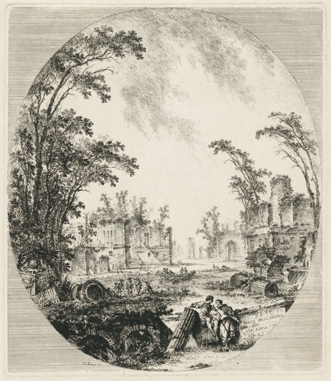 Teil der antiken Via Appia von Abbé de Saint Non Jean Claude Richard after Jean Baptiste Le Prince