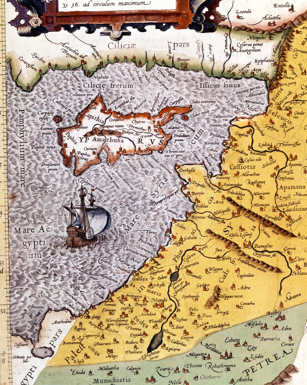 Historische geografische Karte von Palästina nach dem Atlas von Abraham Ortelius, Amsterdam von Abraham (after) Ortelius