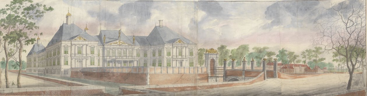 Das Haus in Honselaersdijk und Umgebung, vom Vorplatz aus gesehen von Abraham Beerstraten