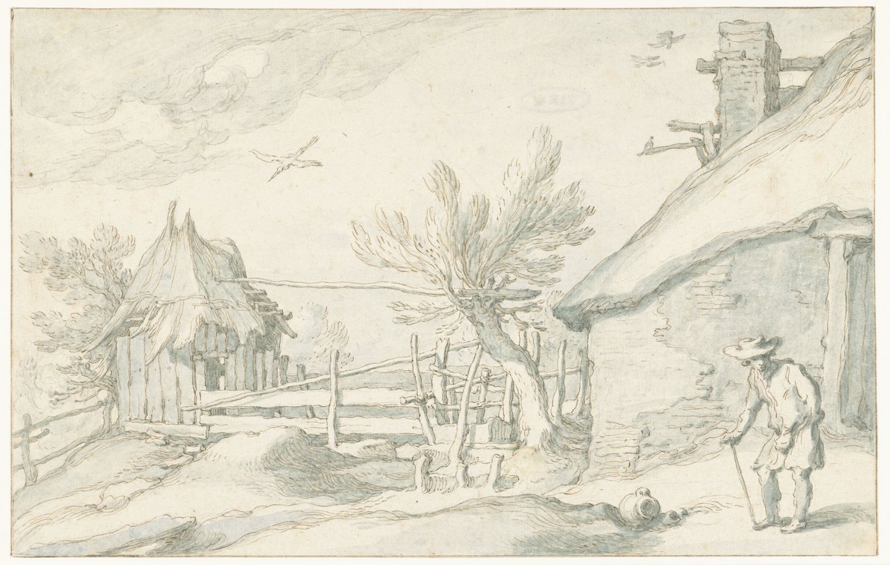 Hof mit Bauernhaus und Scheune von Abraham Bloemaert