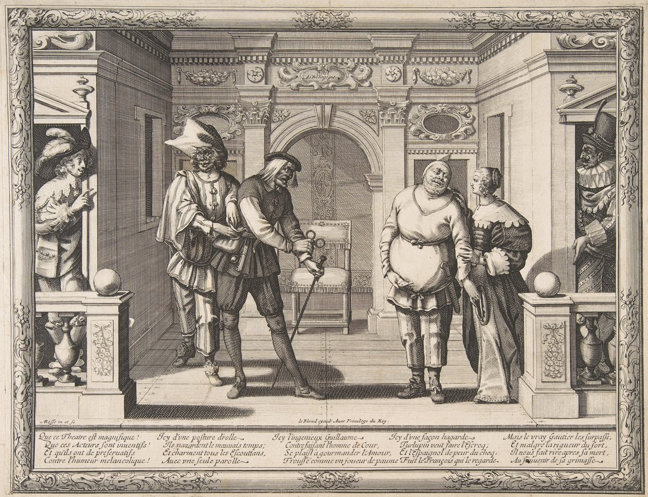 Schauspieler im Hotel de Bourgogne, ca. 1633-34 von Abraham Bosse