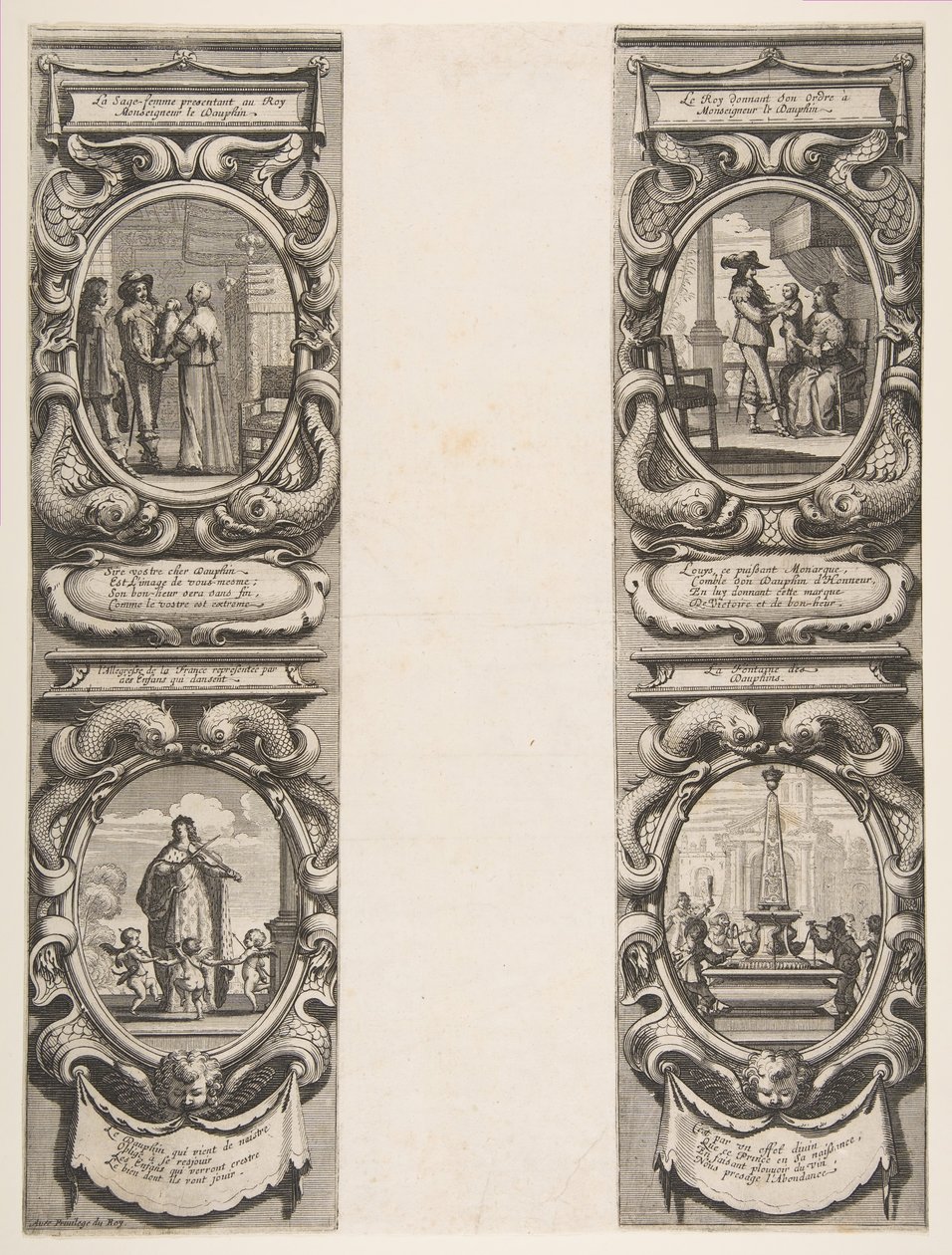 Almanach für 1639: Ludwig XIII. und Anna von Österreich vertrauen das Königreich und den Erben an, 1638 von Abraham Bosse