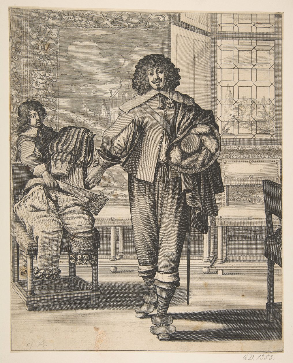 Höfling folgt dem Edikt gegen Überfluss in der Kleidung, Mitte des 17. Jahrhunderts von Abraham Bosse