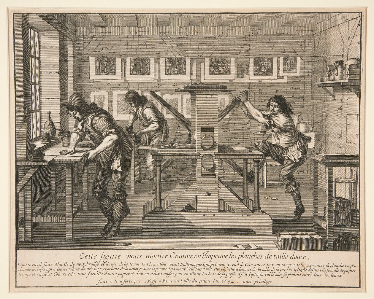 Die Drucker in ihrem Arbeitsraum, aus der Serie Künstler in ihren Ateliers von Abraham Bosse