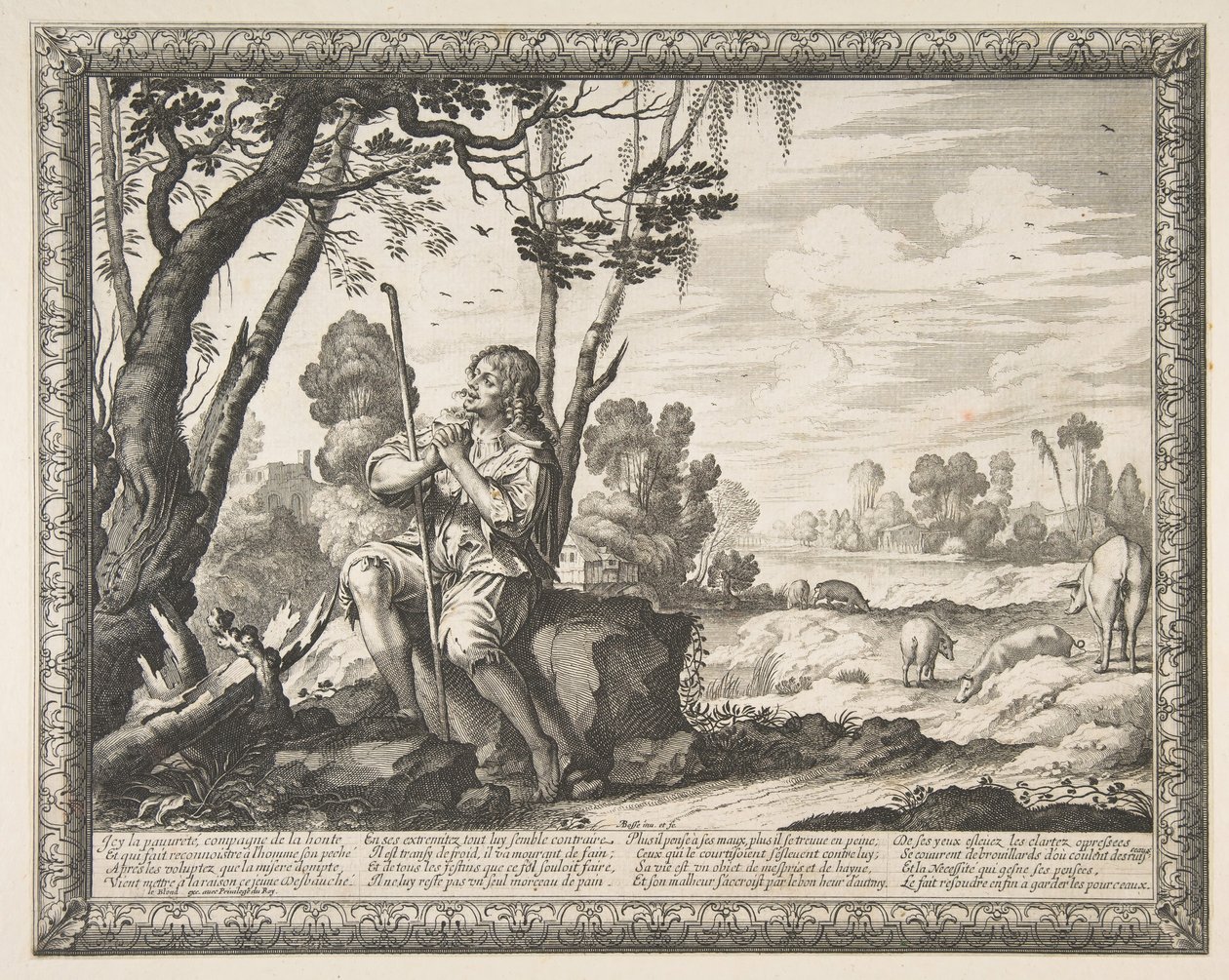 Der verlorene Sohn hütet Schweine, ca. 1636 von Abraham Bosse