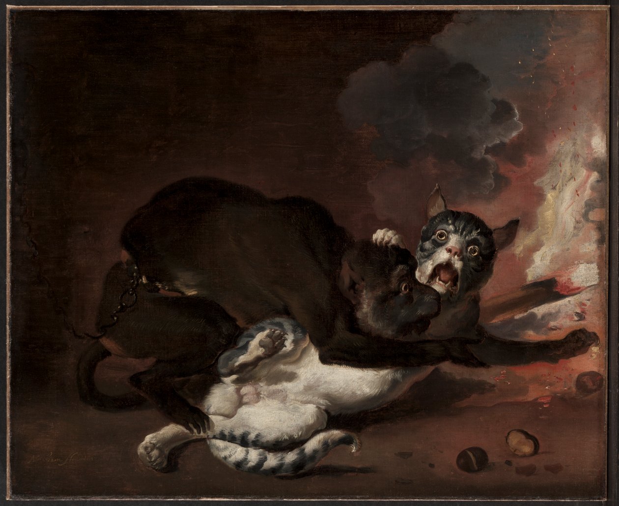 Der Affe und die Katze von Abraham Danielsz. Hondius