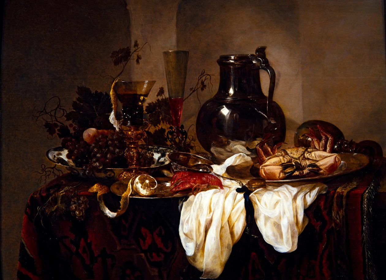 Stillleben mit Krug und Krustentieren von Abraham Hendricksz van Beyeren