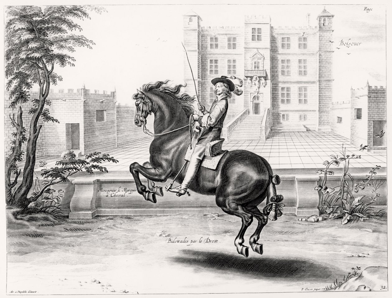 Illustration aus einem Reitmanual, graviert von Peeter Clouwet (1629-70), 1658 von Abraham Jansz. van after Diepenbeeck