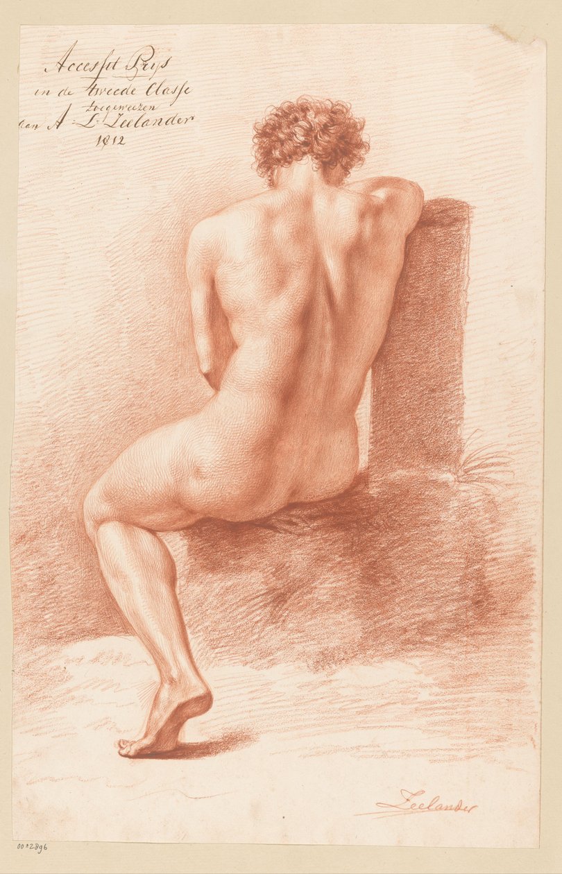 Sitzender männlicher Akt, von hinten gesehen (2. Preis 1812) von Abraham Lion Zeelander