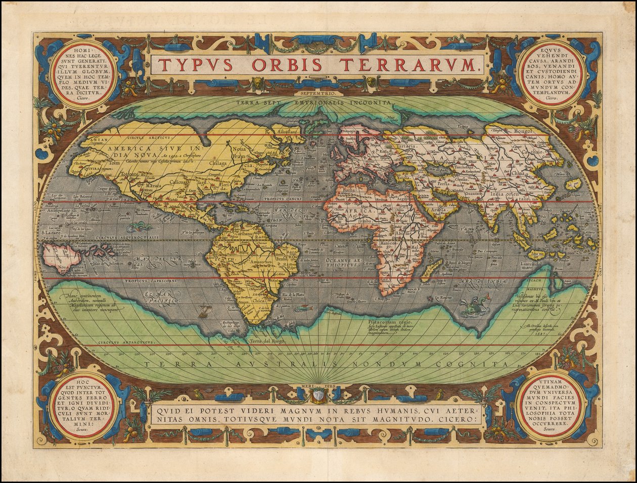 Abraham Ortelius Typus Orbis Terrarum Veröffentlichung Antwerpen 1598 von Abraham Ortelius