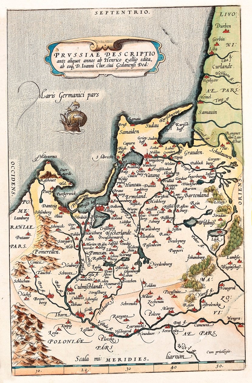 Thietmarsiae, Holsaticae regionis parties typus Geographische Karte des Territoriums im Norden Polens mit der Stadt Danzig (Danzig, Gdansk) aus „Theatrum Orbis Terrarum“ von Abraham Ortelius (Oertel, Ortell oder Ortel) von Abraham Ortelius