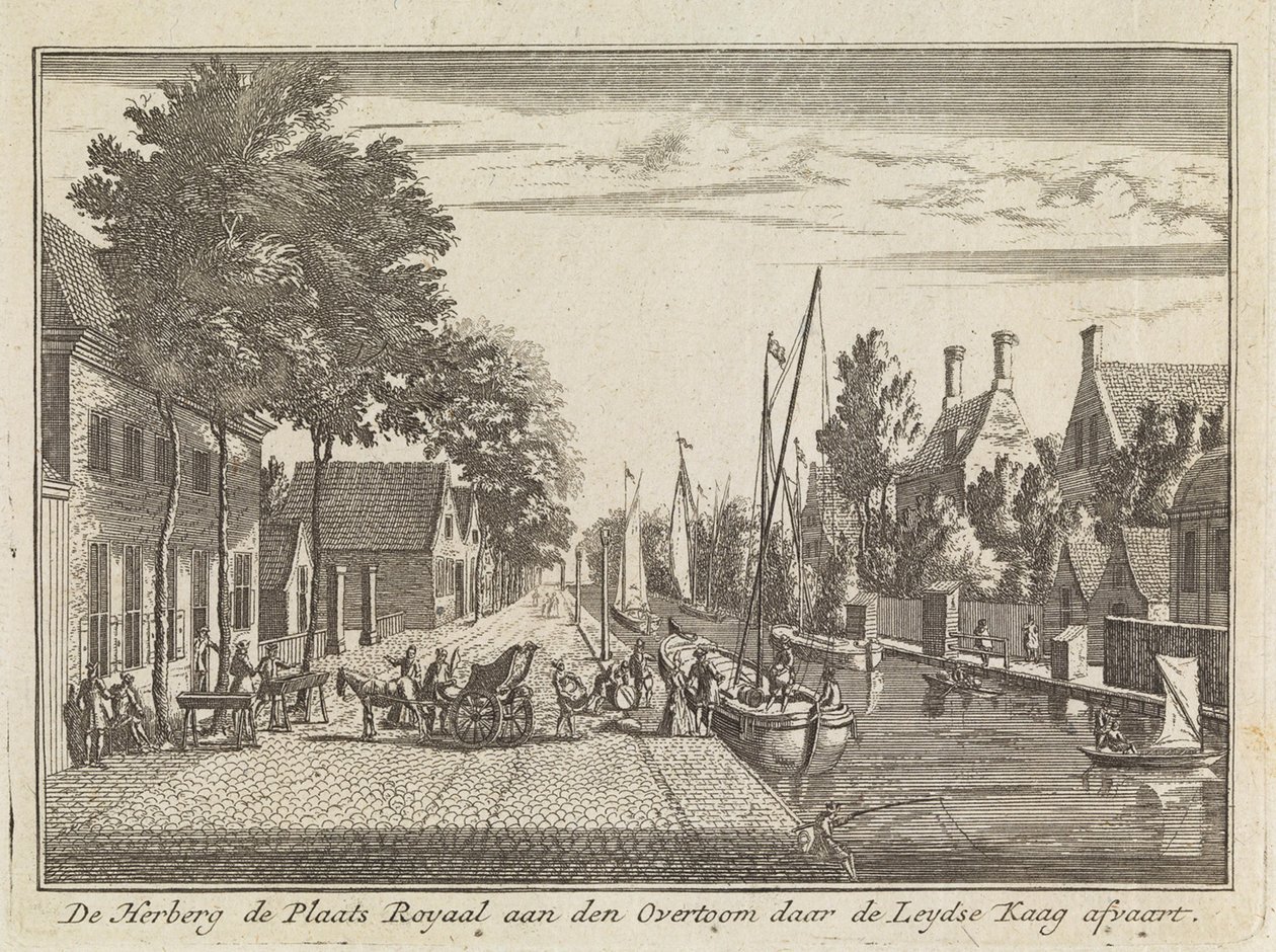 Die Herberge der Platz Royaal an der Overtoom, wo die Leydse Kaag abfährt von Abraham Rademaker
