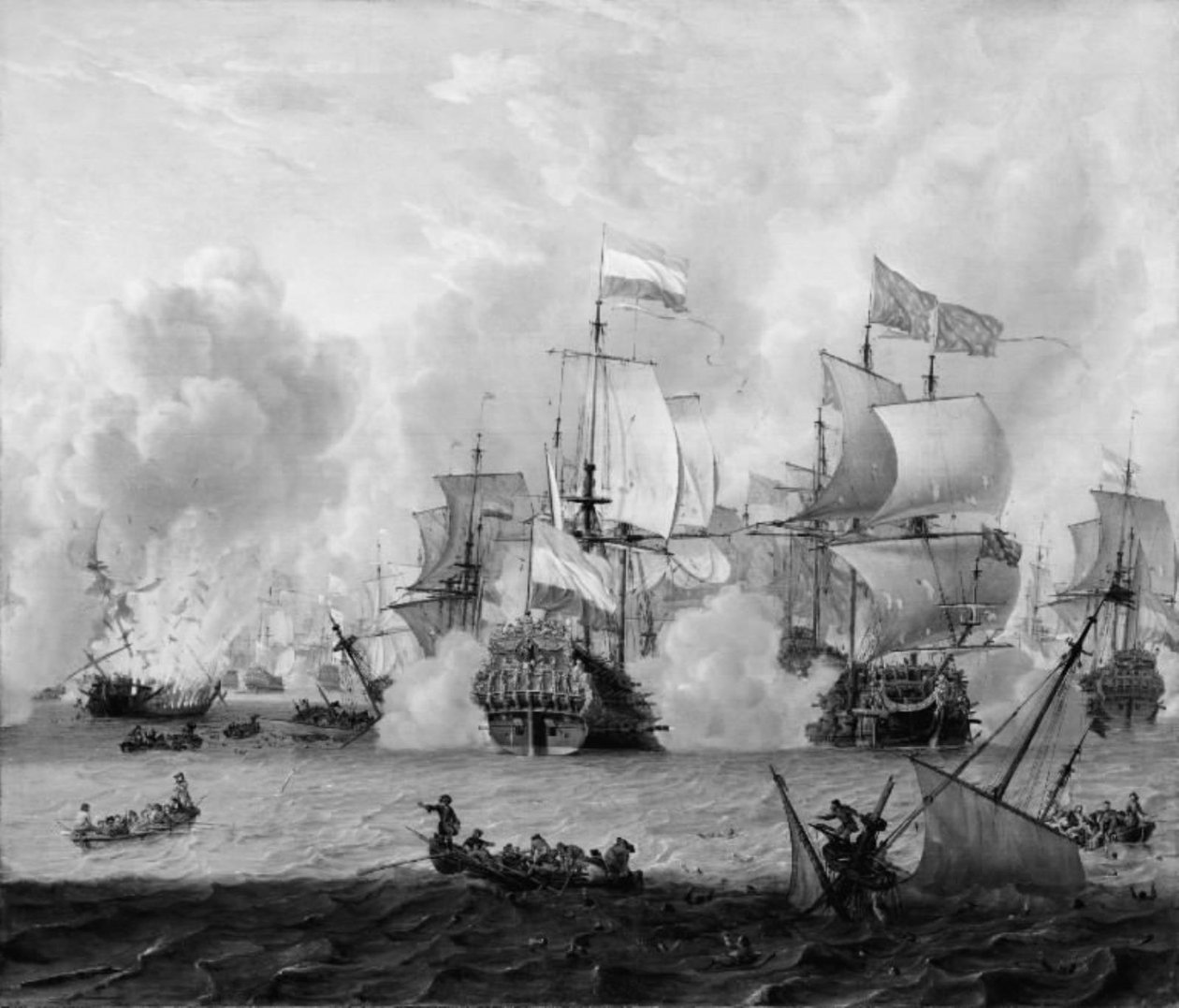 Begegnung zwischen der englischen und der niederländischen Flotte bei La Hogue am 29. Mai 1692 von Abraham Storck