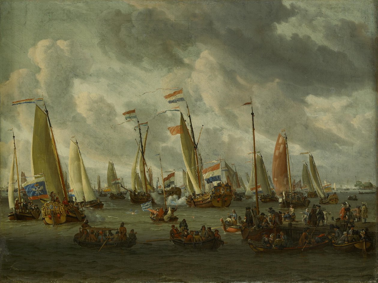 Das Spiegelgefecht auf dem IJ zu Ehren der Moskauer Gesandtschaft (1. September 1697) von Abraham Storck