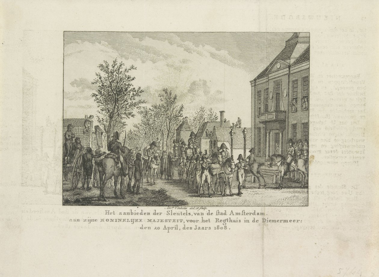 Übergabe der Stadtschlüssel an Louis Napoleon, 1808 von Abraham Vinkeles
