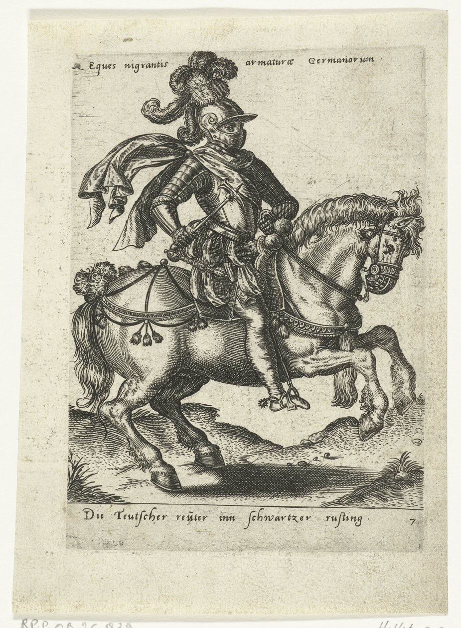 Deutscher Reiter in schwarzer Rüstung von Abraham de Bruyn (attributed to)