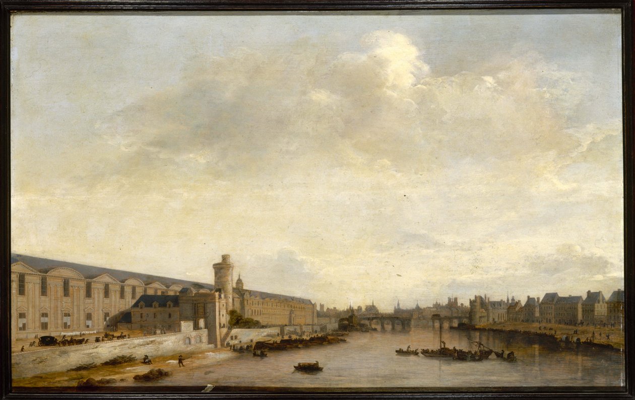 Die Große Galerie des Louvre, mit der Porte Neuve und dem Tour de Bois, ca. 1640 von Abraham de Verwer