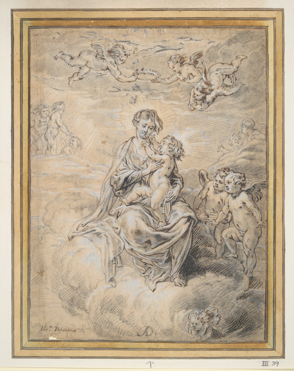 Jungfrau und Kind im Himmel, mit Putti von Abraham van Diepenbeeck