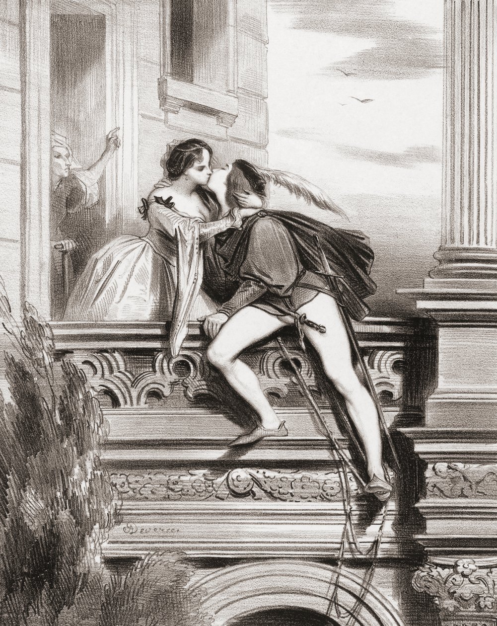 Romeo und Julia. Balkonszene von Achille (after) Deveria