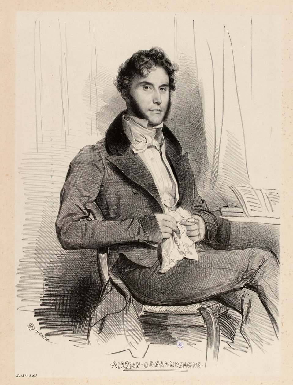 Porträt von Ajasson de Grandsagne von Achille Devéria