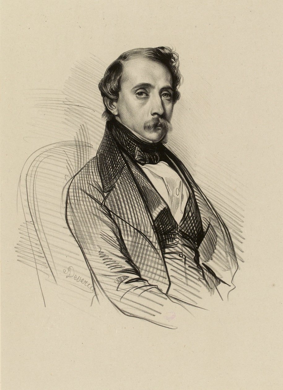 Porträt von François-Alexandre David, Lithograph von Achille Devéria