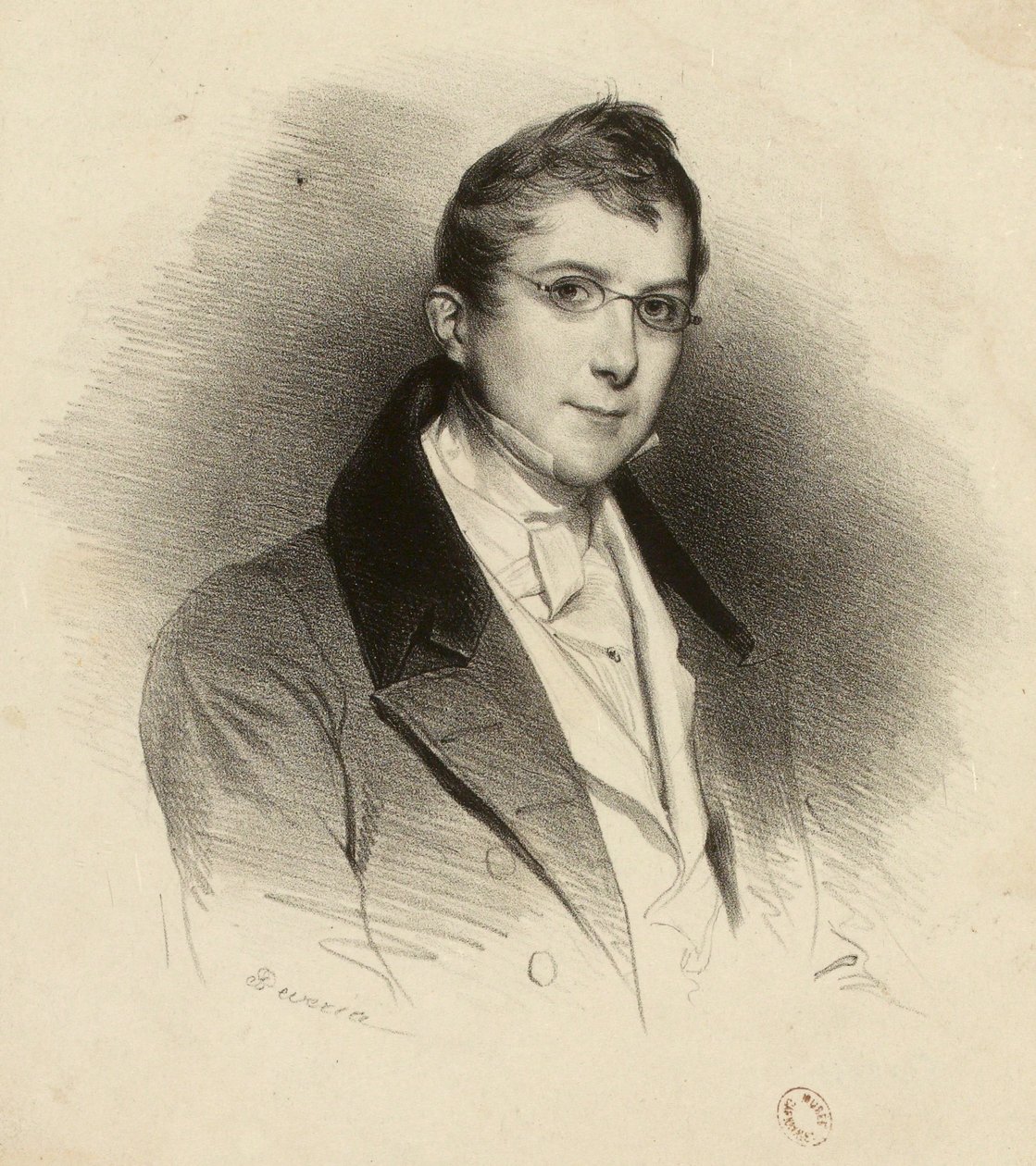 Porträt eines jungen Unbekannten mit Brille von Achille Devéria