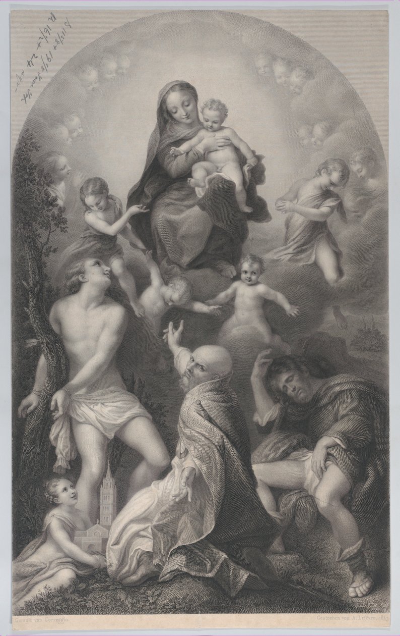 Die Madonna des heiligen Sebastian, mit der Jungfrau und dem Kind, umgeben von Engeln, 1847 von Achille Désiré Lefèvre
