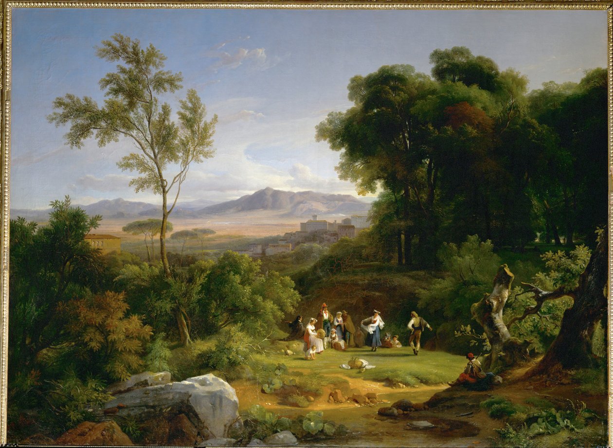 Landschaft inspiriert von der Aussicht auf Frascati von Achille Etna Michallon