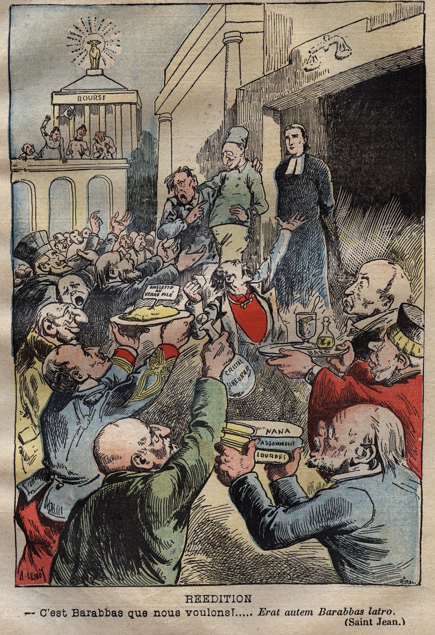 Dreyfus-Affäre - Neuauflage - Barabbas wollen wir!... Erat autem Barabbas latro - Illustration von Achille Lemot - 