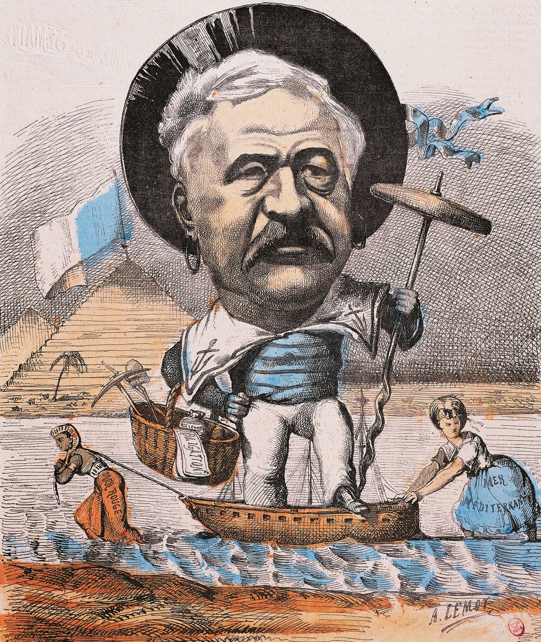 Französischer Ingenieur Ferdinand de Lesseps bei der Einweihung des Suezkanals von Achille Lemot