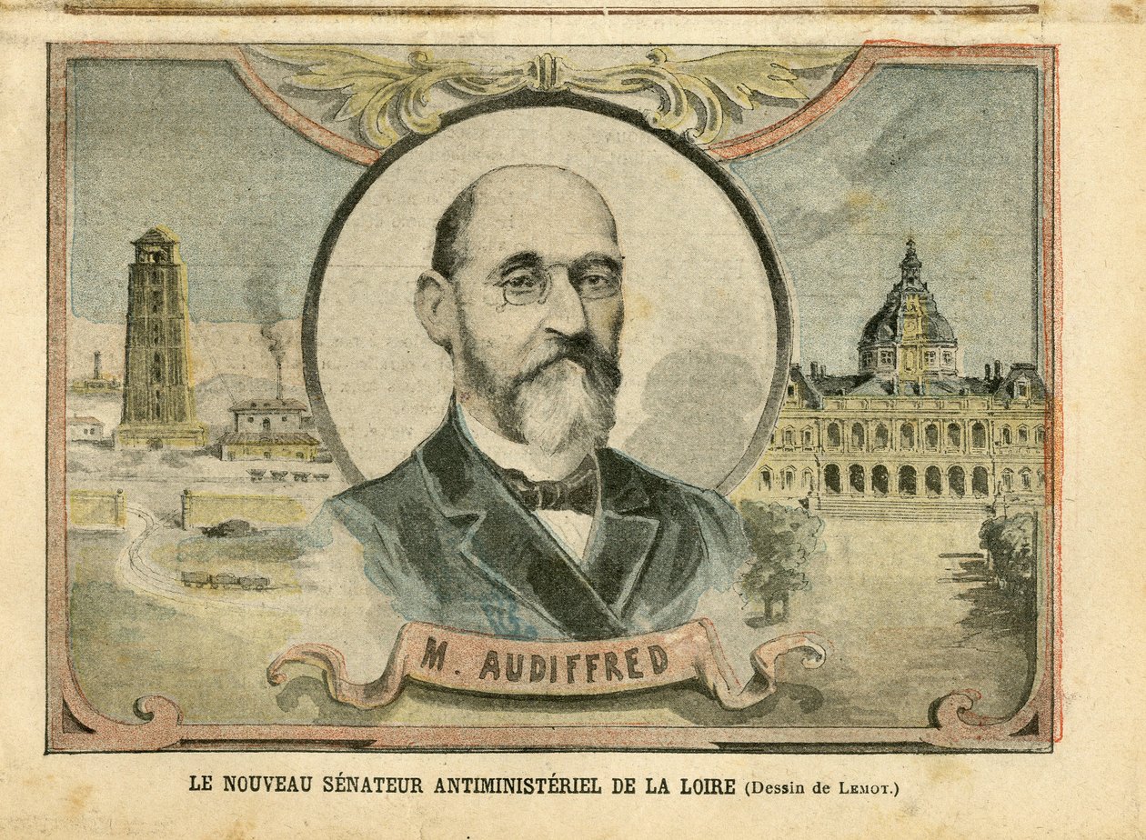 Illustration von Achille Lemot (1846-1909) in Le Pelerin, 06/11/04 - Der neue antiministerielle Senator der Loire - Senat, Loire - Senator, Audiffred Honore (1840-1917) von Achille Lemot
