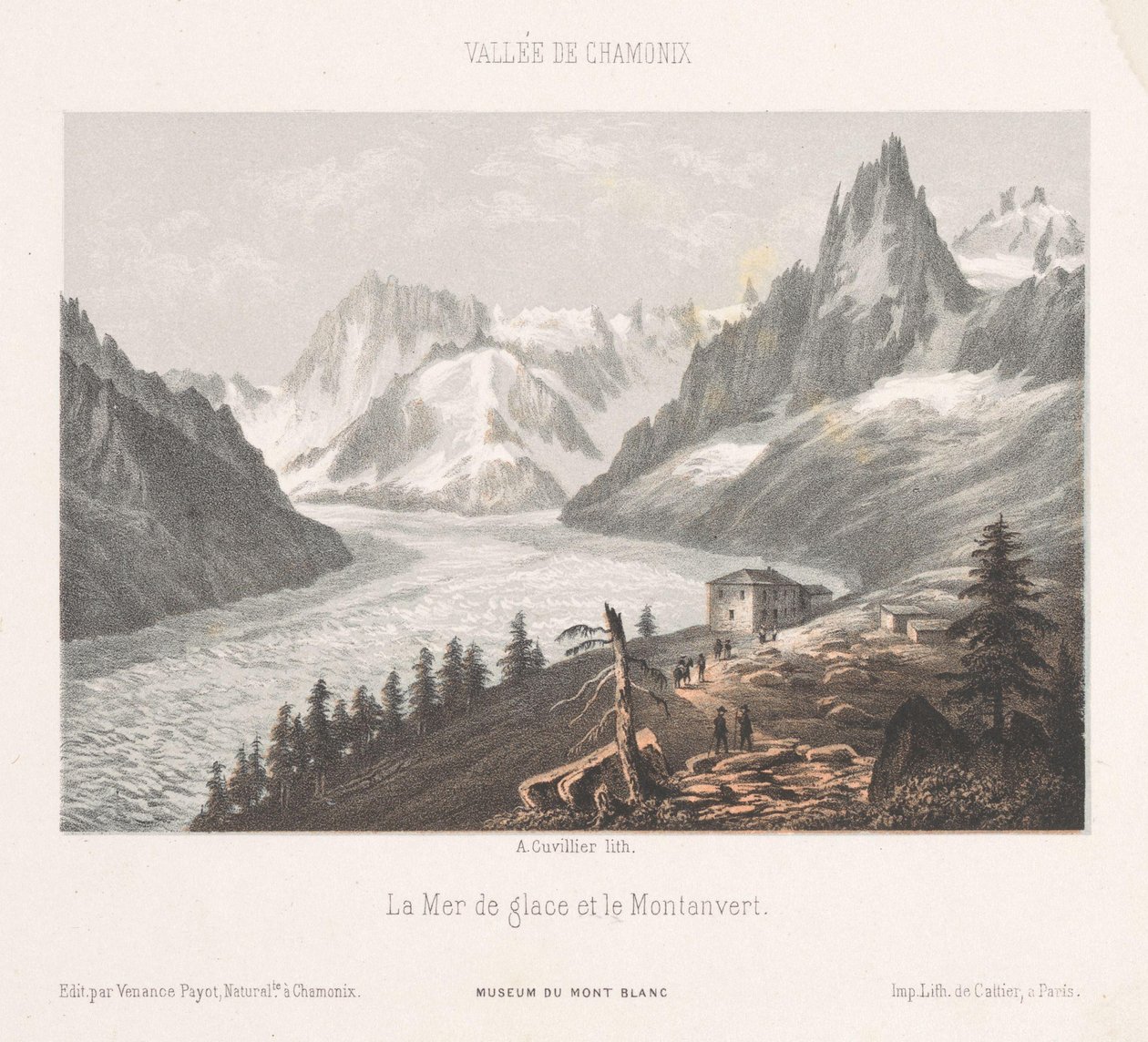 Ansicht auf Le Chapeau bei dem Gletscher Mer-de-Glace von Ad. Cuvillier