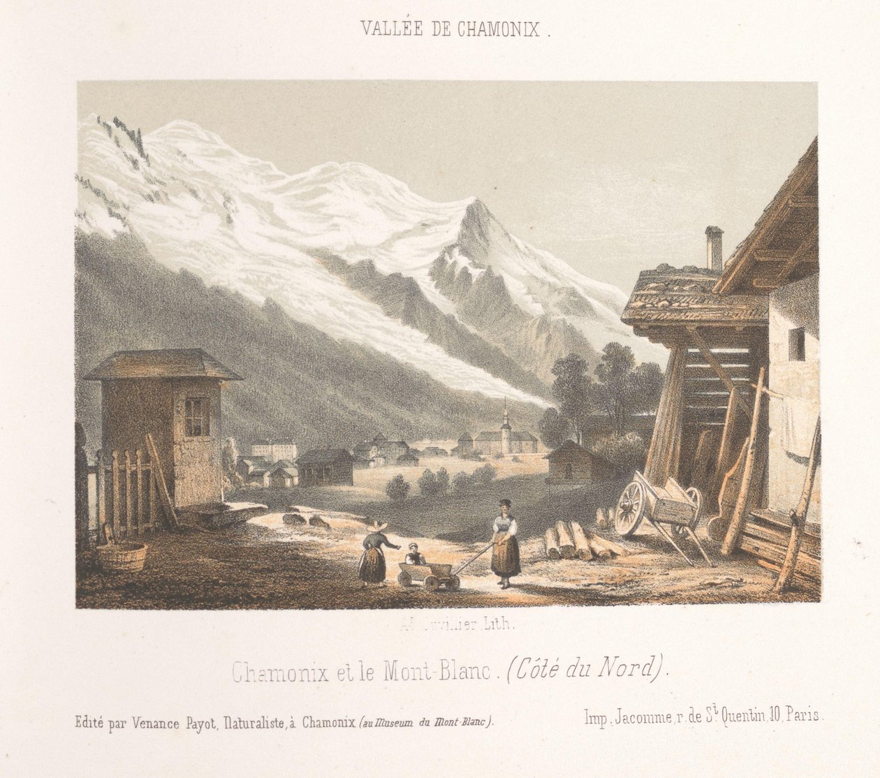 Ansicht des Chamonix-Tals vom Pass Les Montées von Ad. Cuvillier