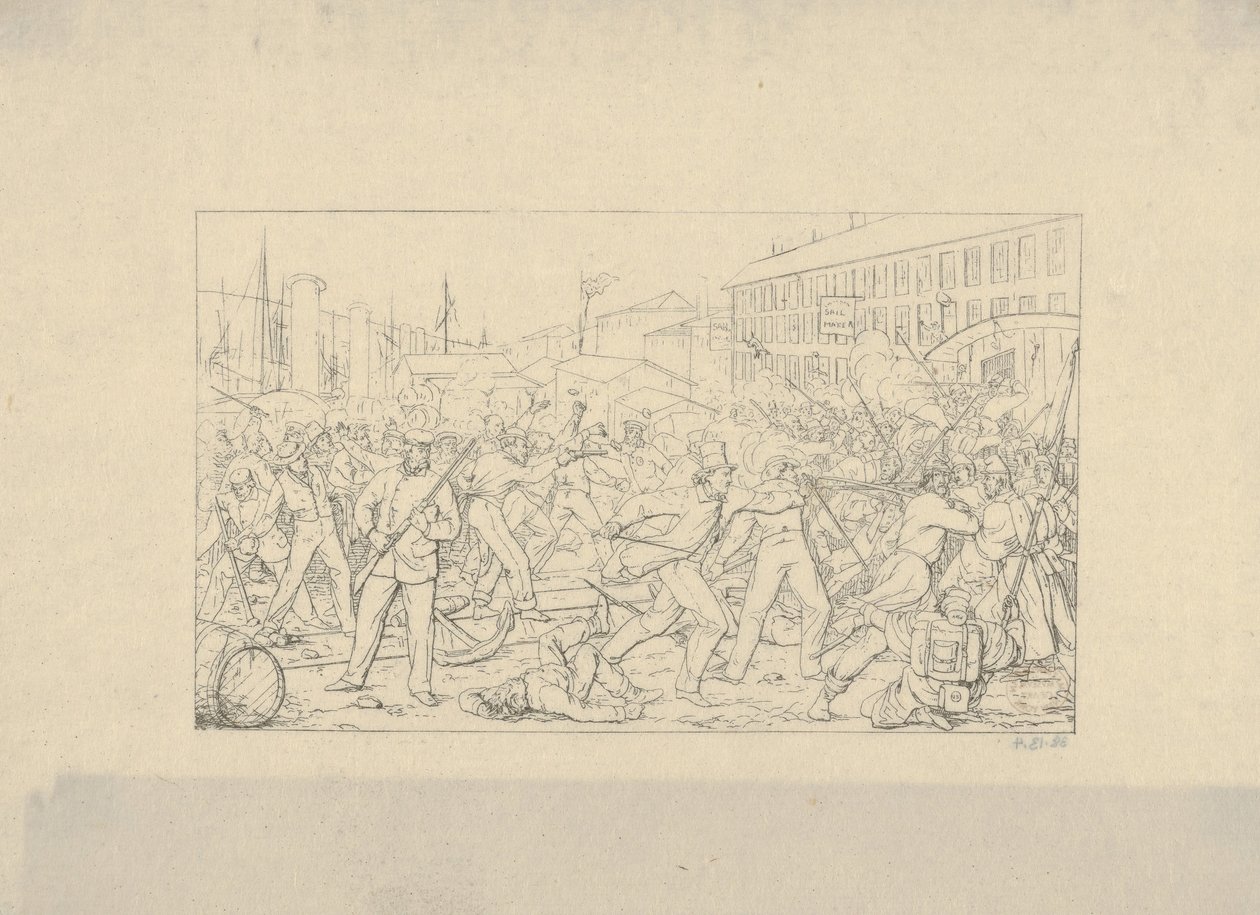 Schlacht in Baltimore, 19. April 1861 aus Confederate War Etchings von Adalbert John Volck