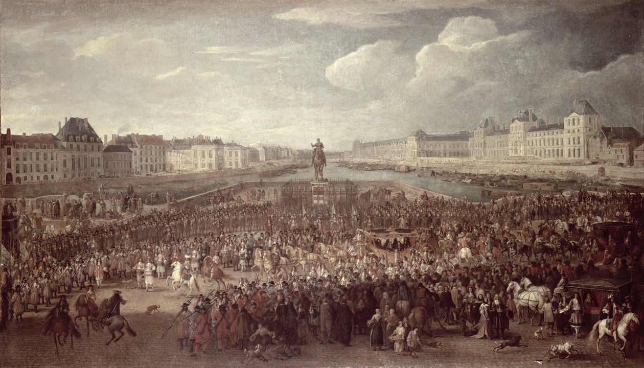 Die Prozession von Ludwig XIV. (1638-1715) über die Pont Neuf von Adam Frans van der Meulen