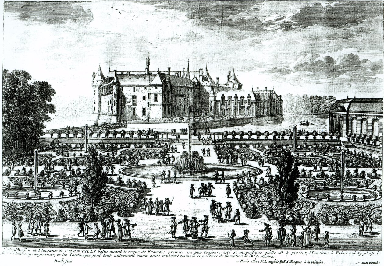 Das Schloss Chantilly und die von Andre le Notre (1613-1700) entworfenen Gärten von Adam Perelle