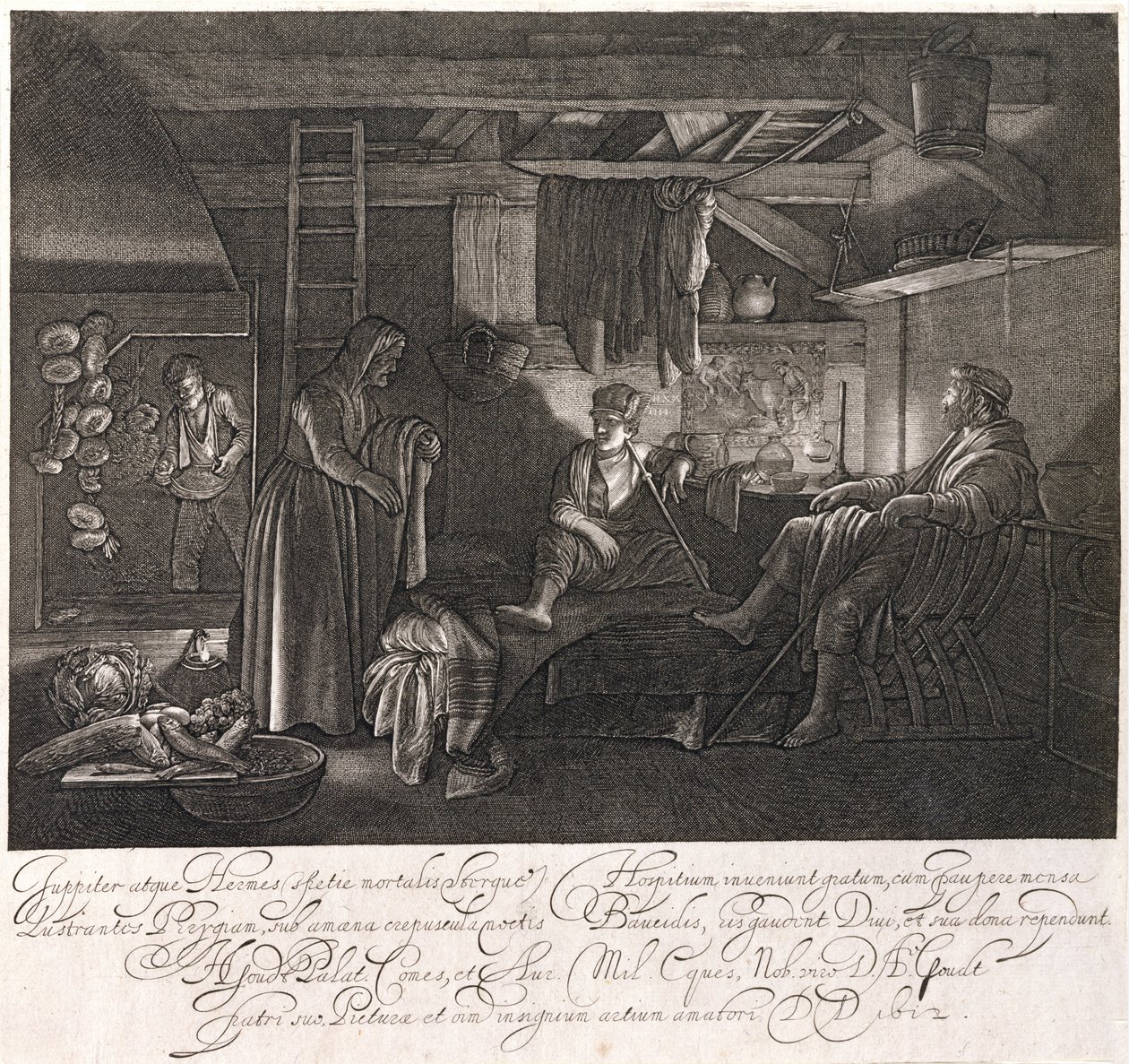 Das Haus von Philemon und Baucis, graviert von Graf Hendrik Goudt (1585-1630) von Adam Elsheimer