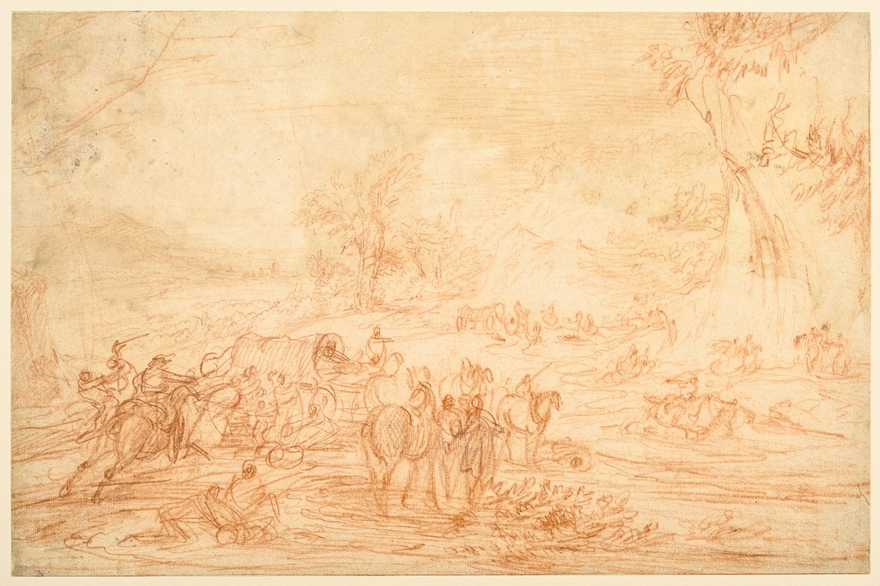 Landschaft mit einem Angriff auf einen Konvoi von Kutschen von Adam Frans van der Meulen