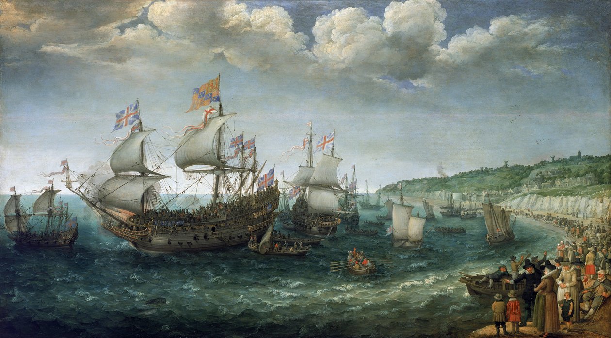 Einschiffung von Friedrich I. von Wittelsbach, Kurfürst der Pfalz, auf dem Schiff 