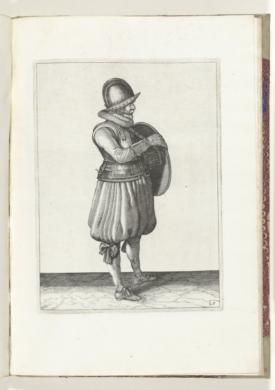 Die Übung mit Schild und Speer: der Soldat zieht seinen Arm aus dem Riemen des Schildes (Nr. 25), 1618 von Adam van Breen