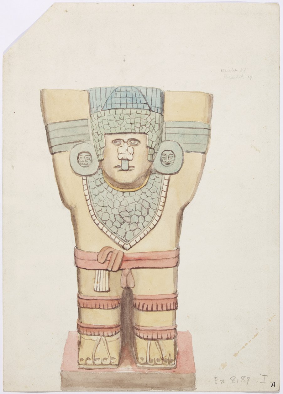 Karyatide I, äußere Kammer, Oberer Tempel der Jaguare (Tempel A), Chichen Itza, Mexiko von Adela Breton