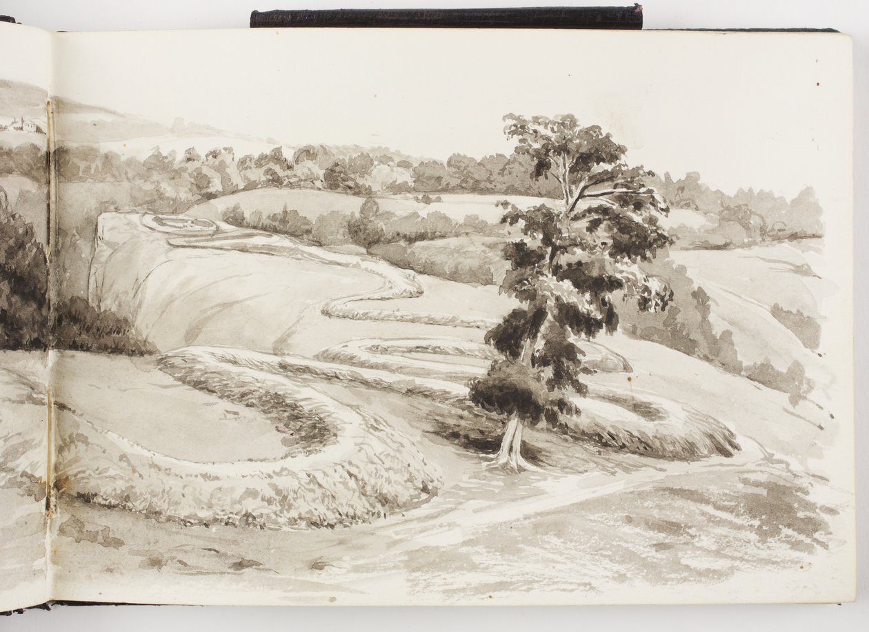 Skizzenbuch mit Tinten- und Graphitzeichnungen und Aquarellen von Adela Breton